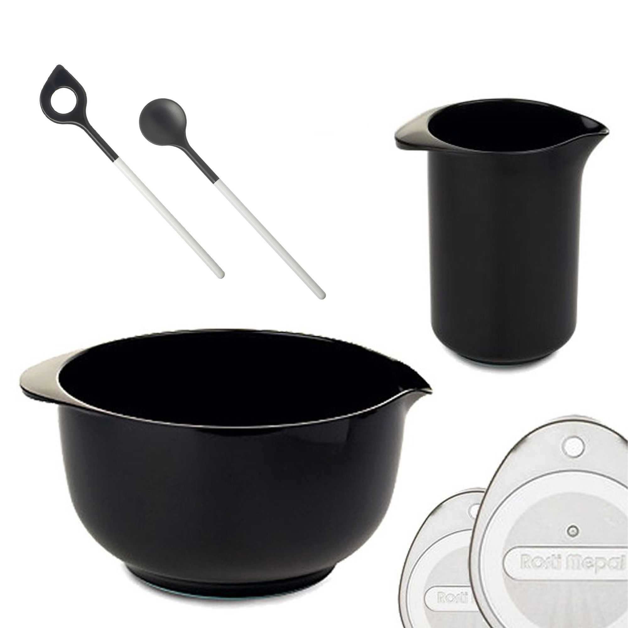 Set 5l Margrethe + 1l Rührbecher + Deckel + Spitzlöffel mit Loch + Rundlöffel